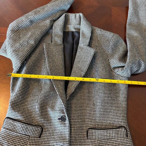 vtg Allen Bernard LTD Houndstooth Wool womens Blazer Jacket Black White  Wool - Picture 7 of 9